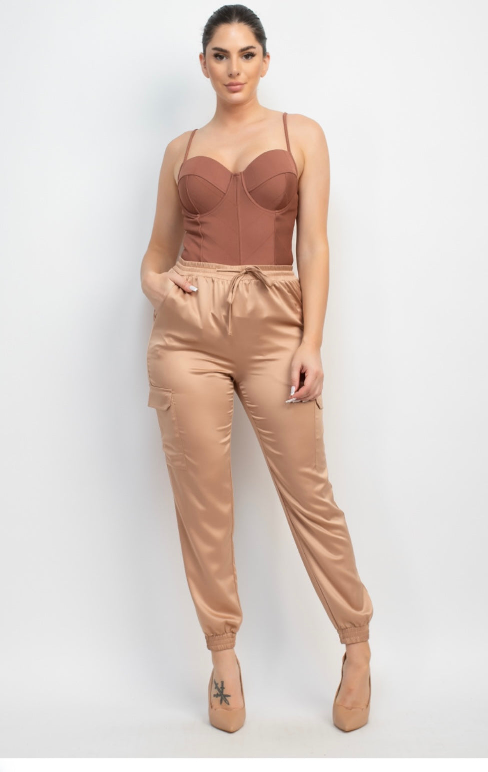 Talia Satin Cargo Pants